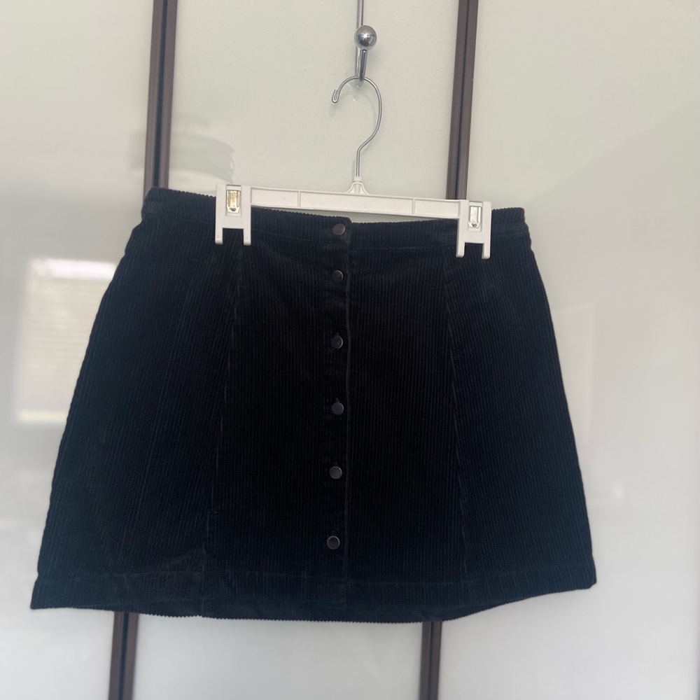 Black corduroy mini skirt